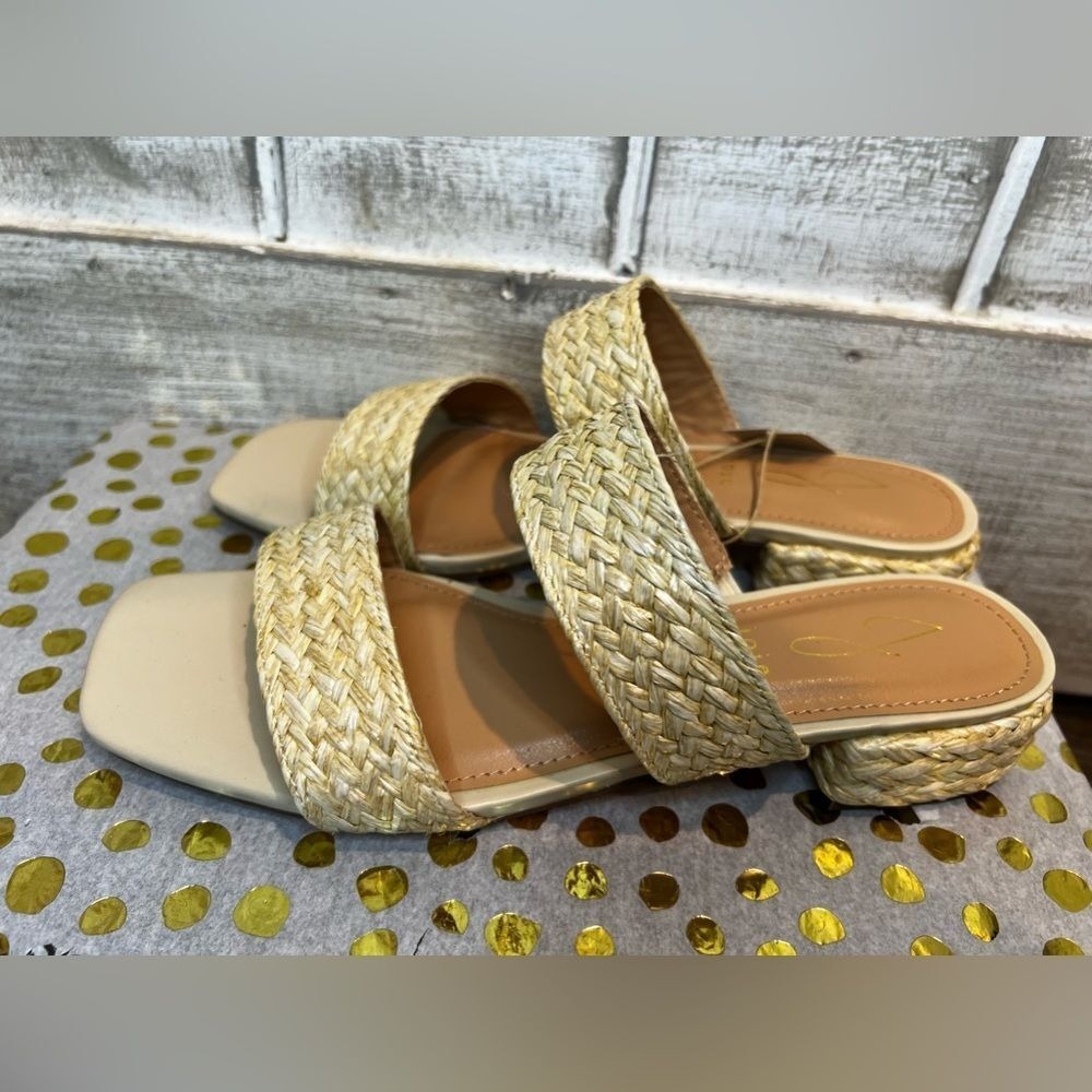 JOIE Niki Raffia vegan braided straw heel sandal size 8.5 EUC